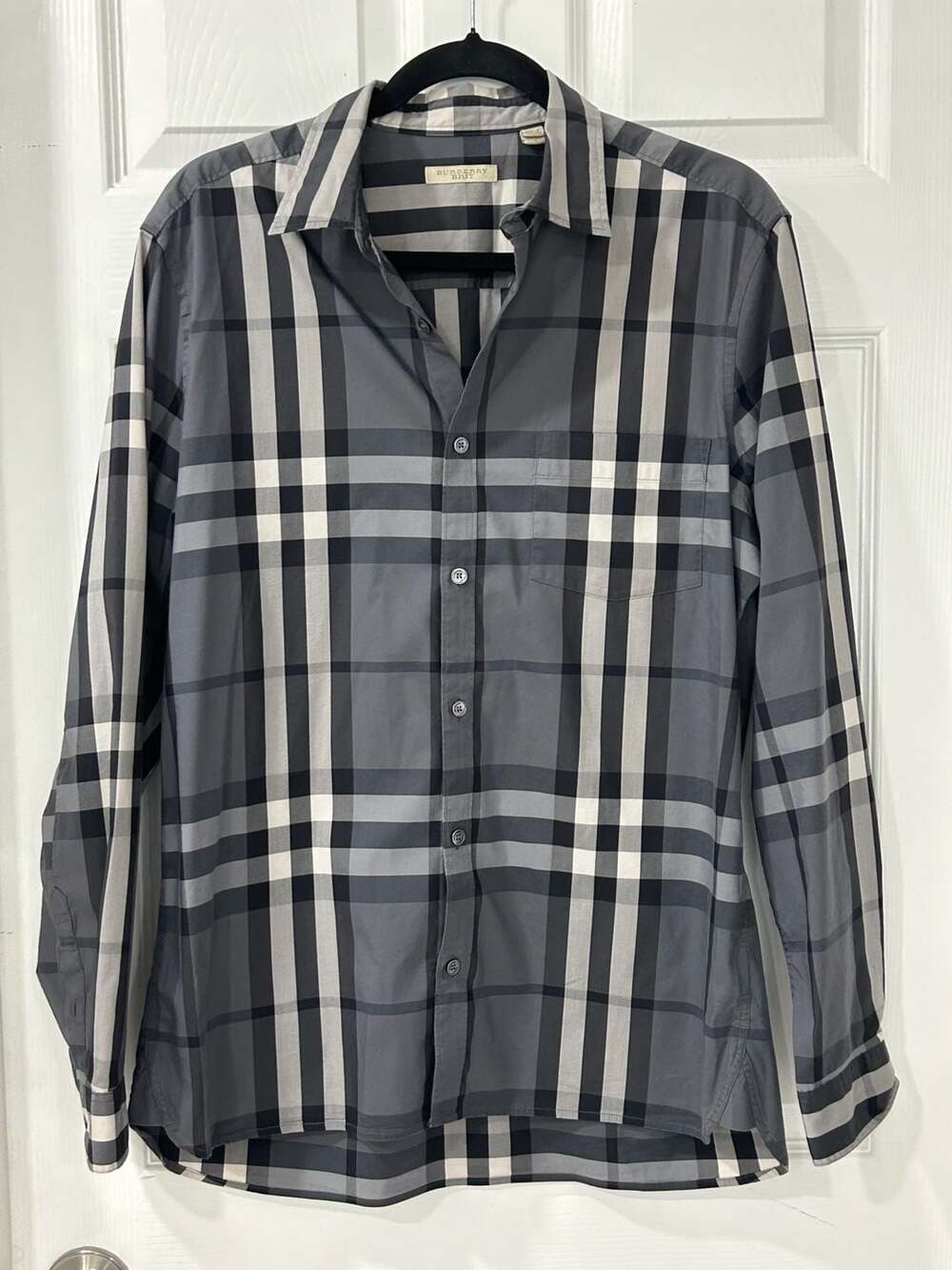 Burberry Black/Gray Nova Tailored Fit Men's Button Down Shirt XS